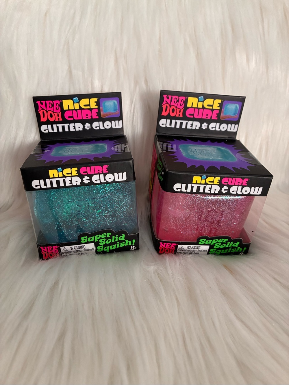Needoh Nice Cube Glitter and Glow x2 Pink & Blue